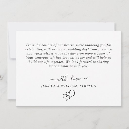 シンプルでエレガントなウェディング　シンプルな写真 サンキューカード (裏面)