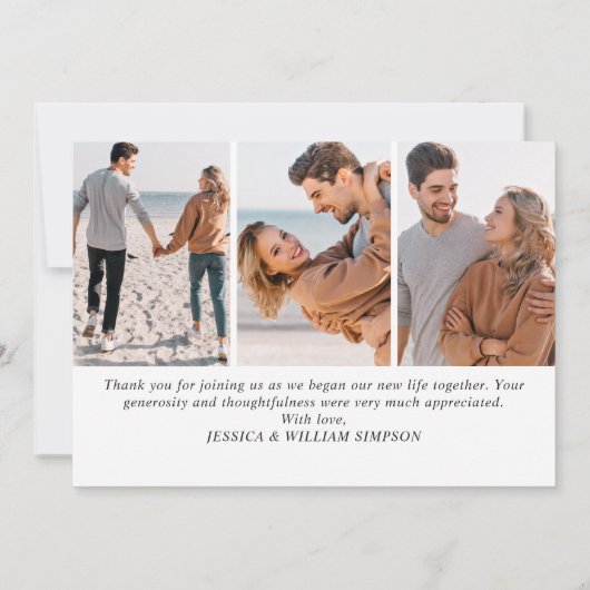 シンプルでエレガントなウェディング シンプル4枚の写真 サンキューカード (裏面)