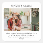 シンプルでエレガントなカスタムカップルフォト スクエアシール (正面)