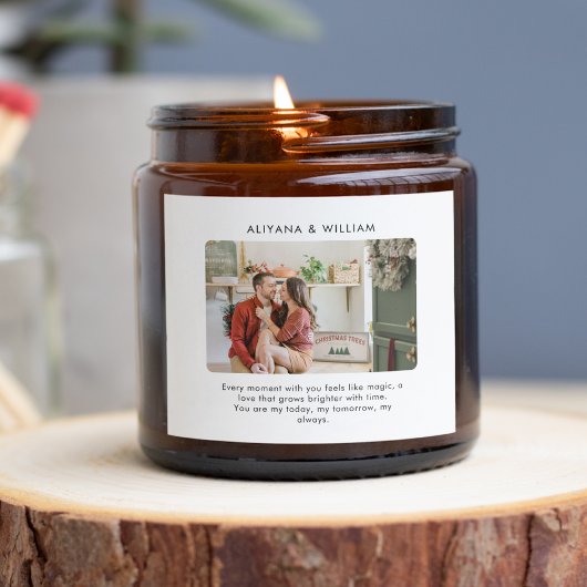 シンプルでエレガントなカスタムカップルフォト スクエアシール