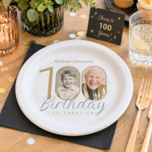 シンプルでエレガントなカスタムフォト100歳の誕生日 
