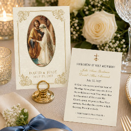 シンプルでエレガントなカトリック式結婚式の聖なるカード