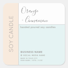 シンプルでエレガントなカラーブロックタイポグラフィーのソイキャンドル スクエアシール