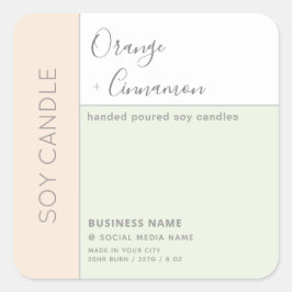 シンプルでエレガントなカラーブロックタイポグラフィーのソイキャンドル スクエアシール