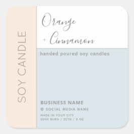 シンプルでエレガントなカラーブロックタイポグラフィーのソイキャンドル スクエアシール