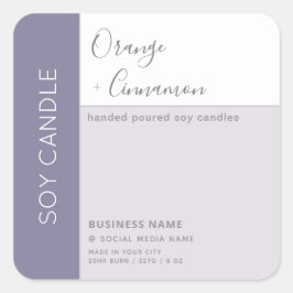 シンプルでエレガントなカラーブロックタイポグラフィーのソイキャンドル スクエアシール