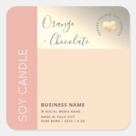 シンプルでエレガントなカラーブロックタイポグラフィーのソイキャンドル スクエアシール