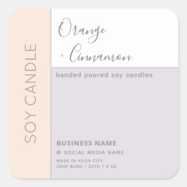 シンプルでエレガントなカラーブロックタイポグラフィーの大豆キャンドル スクエアシール