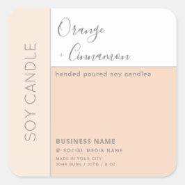 シンプルでエレガントなカラーブロックタイポグラフィーの大豆キャンドル スクエアシール