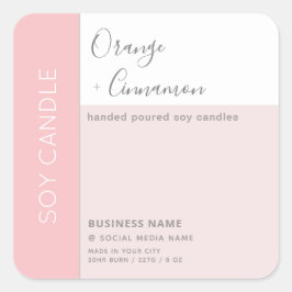 シンプルでエレガントなカラーブロックタイポグラフィーの大豆ワックスキャンドル スクエアシール