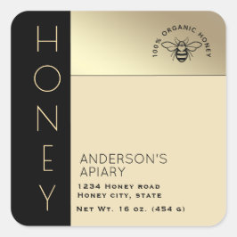 シンプルでエレガントなカラーブロックタイポグラフィーハニー スクエアシール