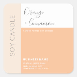 シンプルでエレガントなカラーブロックタイポグラフィー ソイキャンドル スクエアシール