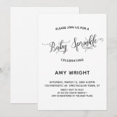 シンプルでエレガントなカリグラフィーベイビースプリンクル 招待状 (正面/裏面)