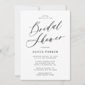 シンプルでエレガントなカリグラフィー スクリプトのブライズ シャワー 招待状 (正面)