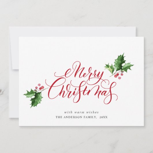 シンプルでエレガントなクリスマスグリーティング 3枚の写真付き シーズンカード (正面)