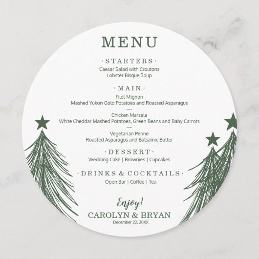 シンプルでエレガントなクリスマスツリー メニュー (正面)