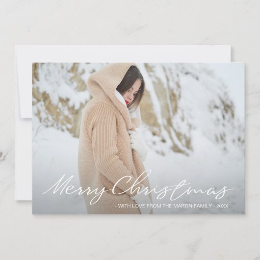 シンプルでエレガントなクリスマスドット フォトを追加 シーズンカード (正面)