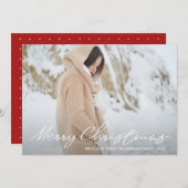 シンプルでエレガントなクリスマスドット フォトを追加 シーズンカード (正面/裏面)