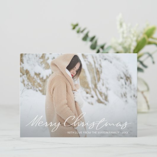 シンプルでエレガントなクリスマスドット フォトを追加 シーズンカード (スタンド正面)