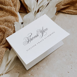 シンプルでエレガントなクロススクリプトカリグラフィー洗礼 サンキューカード