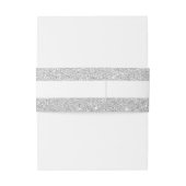 シンプルでエレガントなグリッターの銀及び白いパーソナライズ 招待状ベリーバンド (裏面例)