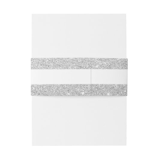 シンプルでエレガントなグリッターの銀及び白いパーソナライズ 招待状ベリーバンド (裏面例)