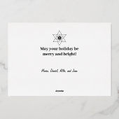 シンプルでエレガントなグレーのポインセチアのクリスマス写真 箔シーズンカード (裏面)
