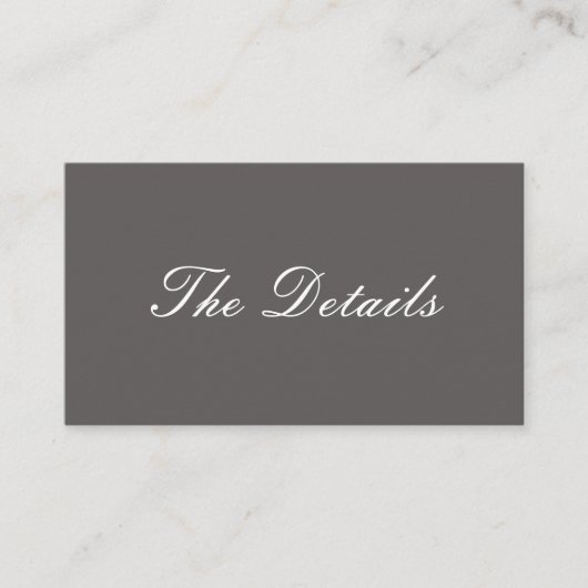 シンプルでエレガントなグレーの結婚式ゲスト詳細 エンクロージャーカード (正面)