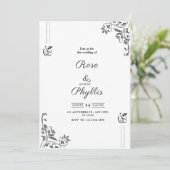 シンプルでエレガントなグレーの結婚式招待状の花 招待状 (スタンド正面)