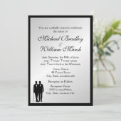 シンプルでエレガントなゲイカップルの銀色の結婚式 招待状 (スタンド正面)