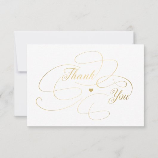 シンプルでエレガントなゴールドのスクリプト サンキューカード (正面)
