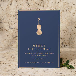 シンプルでエレガントなゴールドバイオリン音楽クリスマス シーズンカード