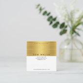 シンプルでエレガントなゴールドラインの名刺 スクエア名刺 (スタンド正面)