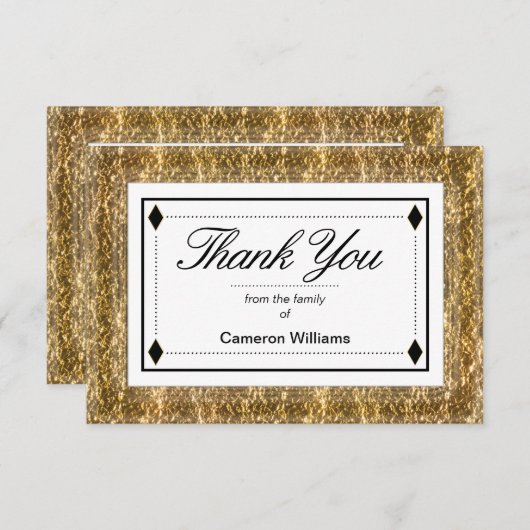 シンプルでエレガントなゴールド・トーンの死別は感謝していしています サンキューカード (正面/裏面)
