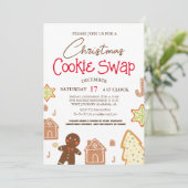 シンプルでエレガントなスクリプトのクッキー交換クリスマスパーティー 招待状 (スタンド正面)