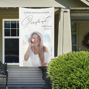 シンプルでエレガントなスクリプト写真 卒業パーティー 横断幕