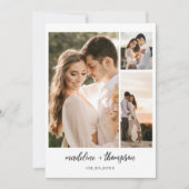 シンプルでエレガントなスクリプト写真QRコードウェディング 招待状 (正面)