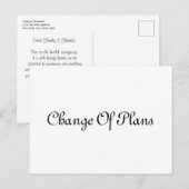 シンプルでエレガントなスクリプト延期結婚式 案内ポストカード (正面/裏面)