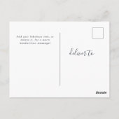 シンプルでエレガントなスクリプト ファミリー フォト 挨拶 ポストカード (裏面)