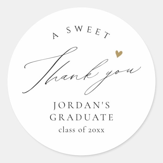シンプルでエレガントなスクリプト 卒業パーティーのお礼品 ラウンドシール (正面)