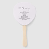 シンプルでエレガントなソフトパープルの結婚式プログラム扇 ハンドファン (裏面)