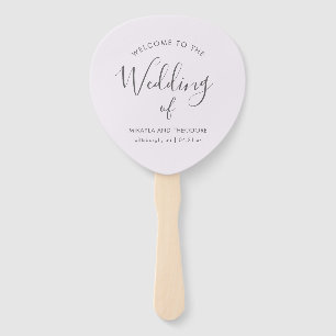 シンプルでエレガントなソフトパープルの結婚式プログラム扇 ハンドファン