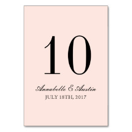シンプルでエレガントなタイポグラフィの赤面の結婚式のテーブルカード テーブルナンバー