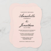 シンプルでエレガントなタイポグラフィの赤面の結婚式招待状 招待状 (正面/裏面)