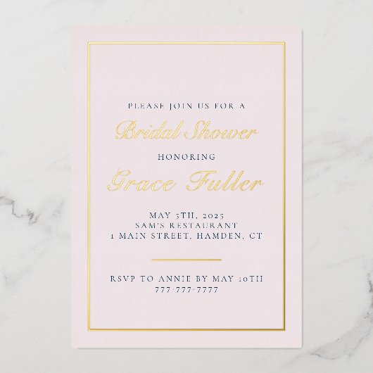 シンプルでエレガントなタイポグラフィーフォイル招待状 箔招待状 (正面)