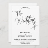 シンプルでエレガントなタイポグラフィー 結婚式の 招待状 (正面/裏面)