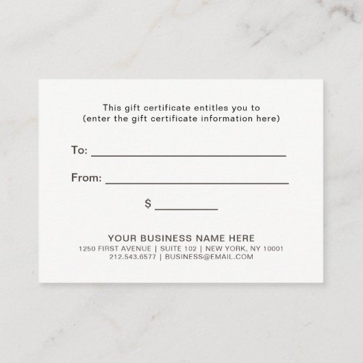 シンプルでエレガントなタイポグラフィ|あなたのためのギフト 割引カード (裏面)