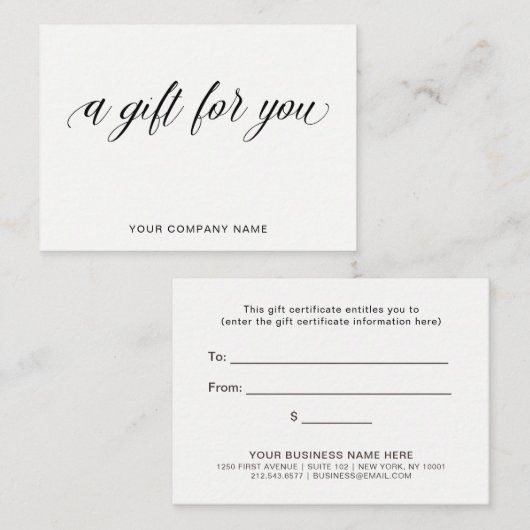 シンプルでエレガントなタイポグラフィ|あなたのためのギフト 割引カード (正面/裏面)