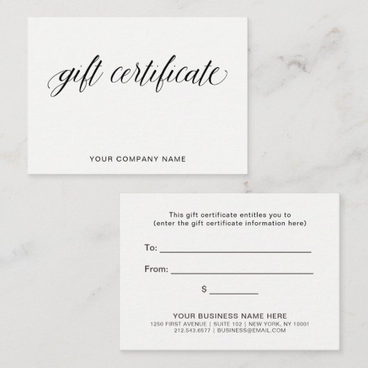 シンプルでエレガントなタイポグラフィ|のギフト券 割引カード (正面/裏面)