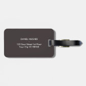 シンプルでエレガントなダークグレーのモノグラムの荷物のラベル ラゲッジタグ (裏面横)